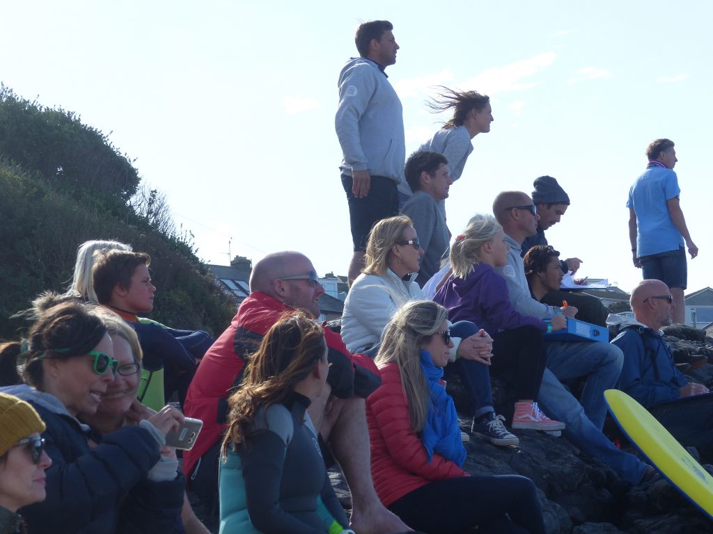 Judges and spectators find a good viewing spot.